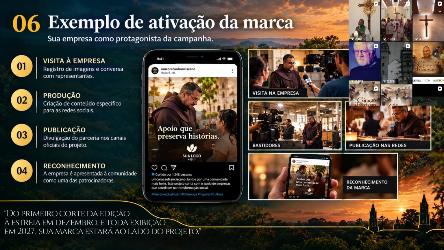 Composição ilustrativa da visita à empresa, produção de conteúdo, publicação e reconhecimento da parceria